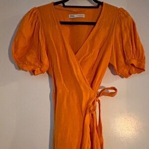 Orange summer wrap dress